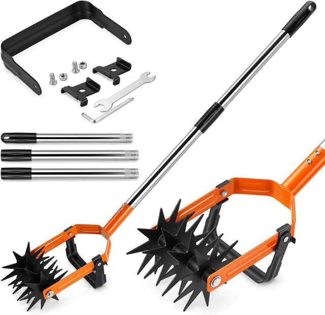 Cultivateur Rotatif & Binette oscillante 2 en 1, Cultivateur Roues étoilées