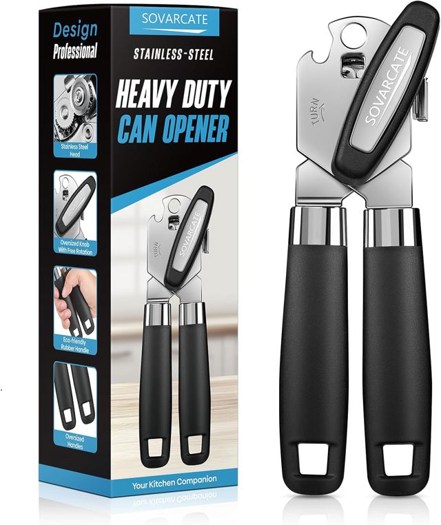 Ouvre Boite de Conserve Multifonctionnel Manuel avec Aimant de Levage [Poignée Ergonomique Incurvée] Adapté aux Personnes Souffrant d'Arthrite, Ustensile de Cuisine Pratique pour Seniors, Cuisine