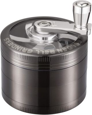 LIHAO Grinder Moulin a Herbes Epices en Zinc Alliage, 5.3cm 4 Pieces avec Manivelle-Nickel Noir