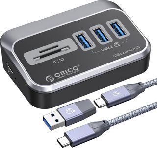 ORICO Hub USB C, hub USB 3.2 GEN 1 vers Lecteur de Carte SD, 5 Ports, avec 0,5m câble et Adaptateur USB A, hub de données 5 Gbps avec Port d'alimentation 5V/2A de Type C pour PC, Ordinateurs Portable