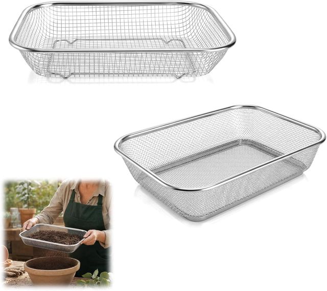2 Pièces Tamis de Jardin en Acier Inoxydable, Tamis Compost et Terre