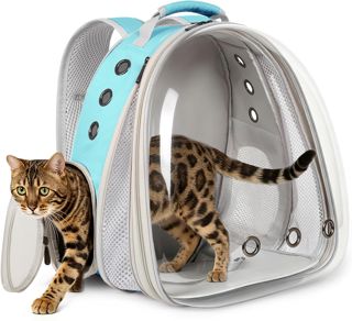 Sac à Dos pour Chat Interfashioner® avec Une capacité de 9 kg, Extension Avant avec fenêtre Bulle Transparente pour Transporter des Chats de Petite à Grande Taille.