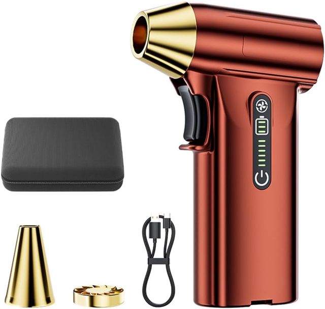 Dépoussiéreur électrique 130 000 tr/min 200 W Turbo Souffleur avec 52 M/S Vent USB-C Rechargeable Jet manuel pour nettoyage de clavier de voiture Rouge