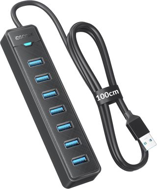Hub USB 3.0 iDsonix à 7 Ports avec câble de 100 cm, Adaptateur multiport USB 5 Gbit/s, Port Type-C 5 V 3 A, hub répartiteur USB pour PC, Ordinateur Portable, MacBook, Clavier et Souris.