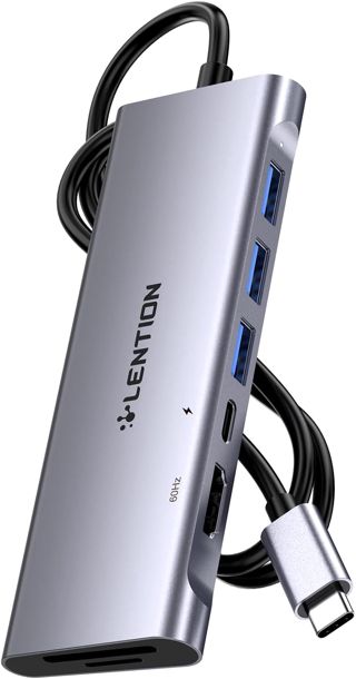 LENTION Hub USB C Long Fil 1M avec HDMI 4K@60Hz, 3 USB 3.0 5Gbps, PD 100W