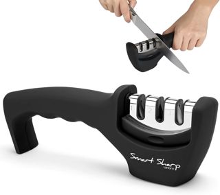 Lantana Aiguiseur à 3 Phases Smart Sharp, Couteaux de Cuisine, Manuel, Noir