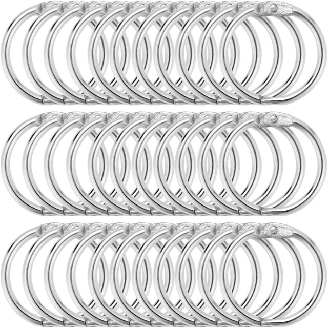 100 Pcs Anneaux de Reliure 25mm Anneaux Articulés Métalliques pour Livre Classeur Porte-clés Cahier Scrapbooking à Bloc-note Bricolage Albums