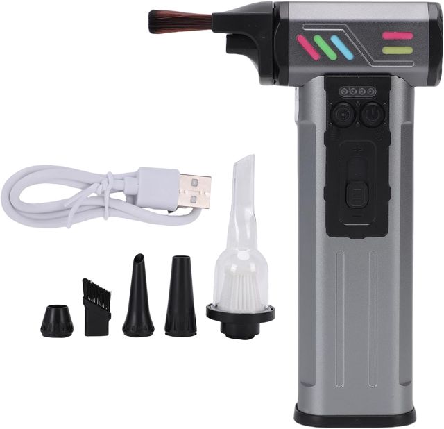 Yanmis Boucheau D'air électrique, Souffleur D'air de Poche sans Fil, Small-Spilt Dust Blower Portable pour le Nettoyage électronique par Clavier de L'ordinateur, Gris foncé