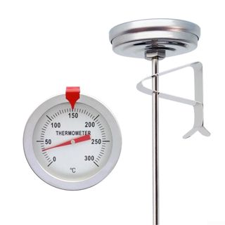 Thermomètre à huile mécanique en acier - Sonde pour la fabrication de bonbons, gelée, cuisine, jauge de température de cuisson de 0 à 300 °C nécessaire (150 mm)
