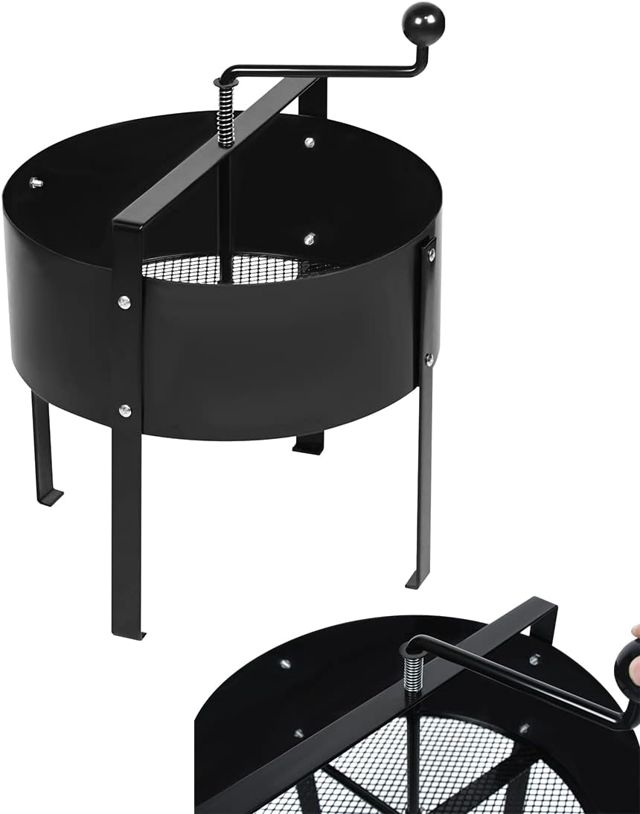 NAIZY Tamis de jardin manuel Ø 40 cm - Tamis rotatif efficace - Machine à tamiser en acier de haute qualité - Tamis à compost avec broche rotative - Tamis à terre pour jardin, tamis roulant, tamis à