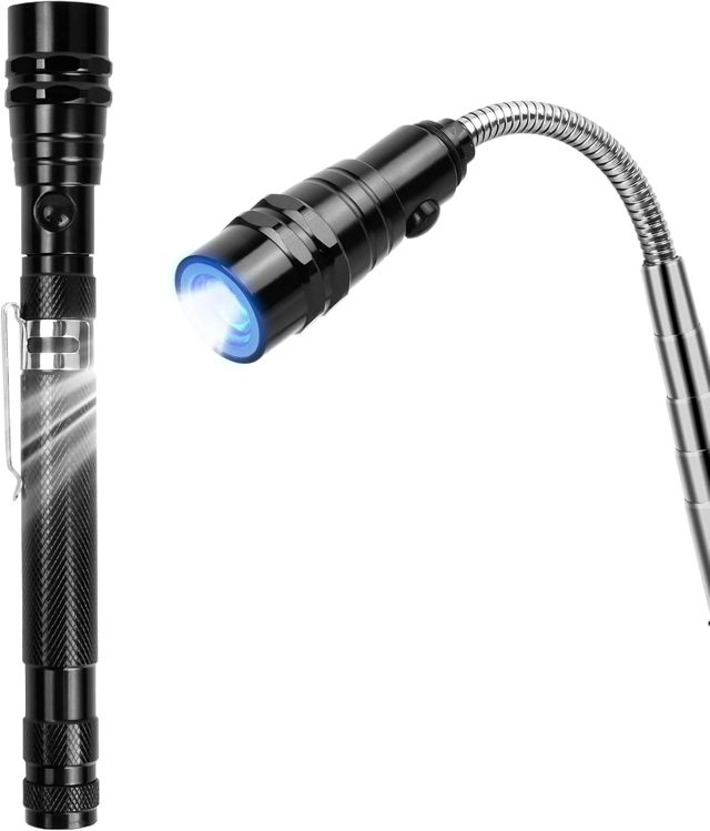 Jinlaili Outil Magnétique Télescopique Avec LED Gadget,Outil de Préhension Magnétique Télescopique avec LED,Outil de Ramassage Aimant Telescopique,Gadget Insolite Utile,Cadeau Homme Original