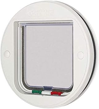 Cat Mate Chatière 4 Modes d'Ouverture Raccord en Verre pour Chat Blanc