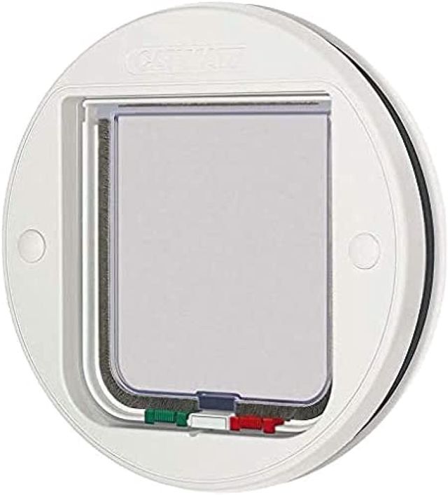 Cat Mate Chatière 4 Modes d'Ouverture Raccord en Verre pour Chat Blanc