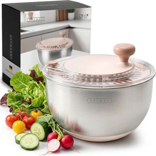 EDELHAUS Essoreuse à salade inox 4,5 L, manivelle et couvercle