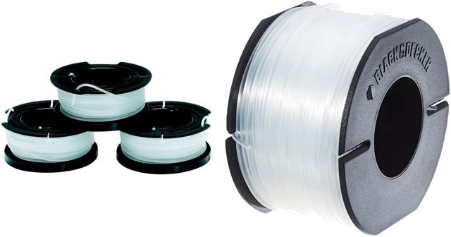 BLACK+DECKER Lot de 3 Bobines de Rechange pour Coupe-Bordures, 3 x 10 m de Fil en Nylon, Fil de ⌀1,5 mm, A6485-XJ & Bobine de Rechange pour Coupe-Bordures, 50 m de Fil en Nylon, Fil de ⌀1,5 mm
