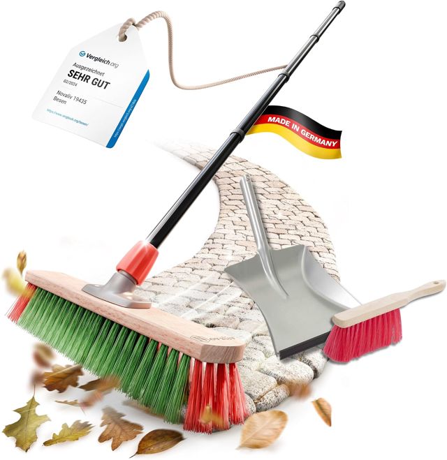 Novaliv Balai de Jardin avec Manche 40 cm Poils Élastiques et Durs