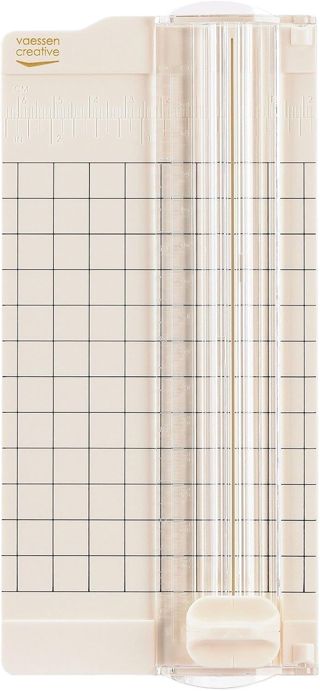 Vaessen Creative Massicot Mini - 6,5 x 15,3 cm - Gradué - Beige - Coupe Papier pour Scrapbooking et Loisirs Créatifs