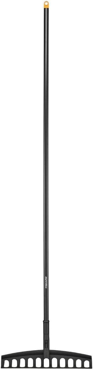 Fiskars Râteau à dents courbes, 14 dents, Largeur: 36 cm, Tête en acier au carbone trempé/Manche en aluminium, Noir/Orange, Solid, 1016036