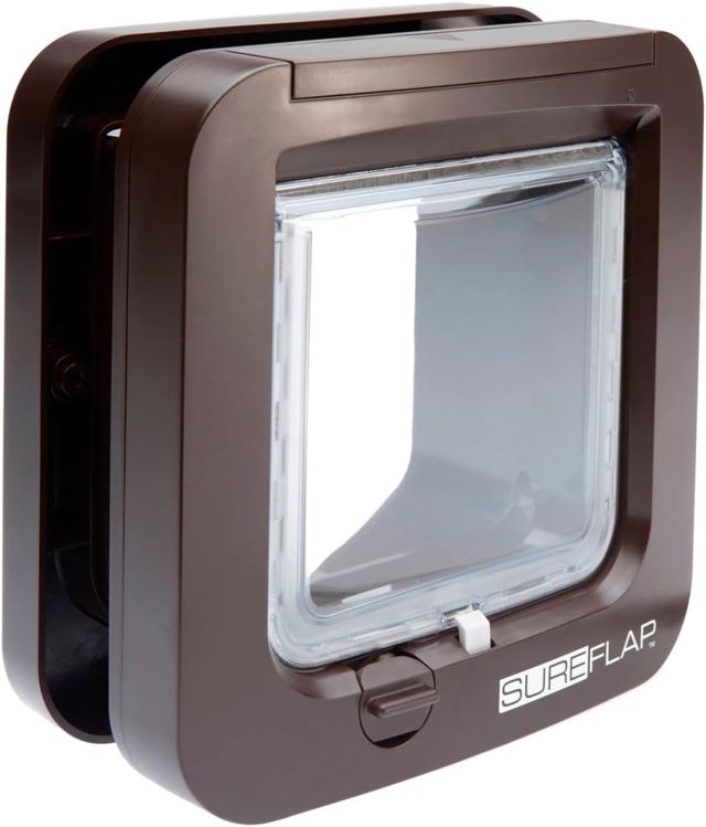 Sure PetCare SureFlap Chatière à Puce électronique SureFlap, Compatible avec médaillon d'identification par radiofréquence et avec Les puces électroniques, pour Portes, fenêtres et Murs, Marron,