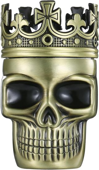 LIHAO Herb Grinder King Skull Ancien roi Crâne Broyeur à pollen pour épices, café, herbe, craeuter, épices (bronze)