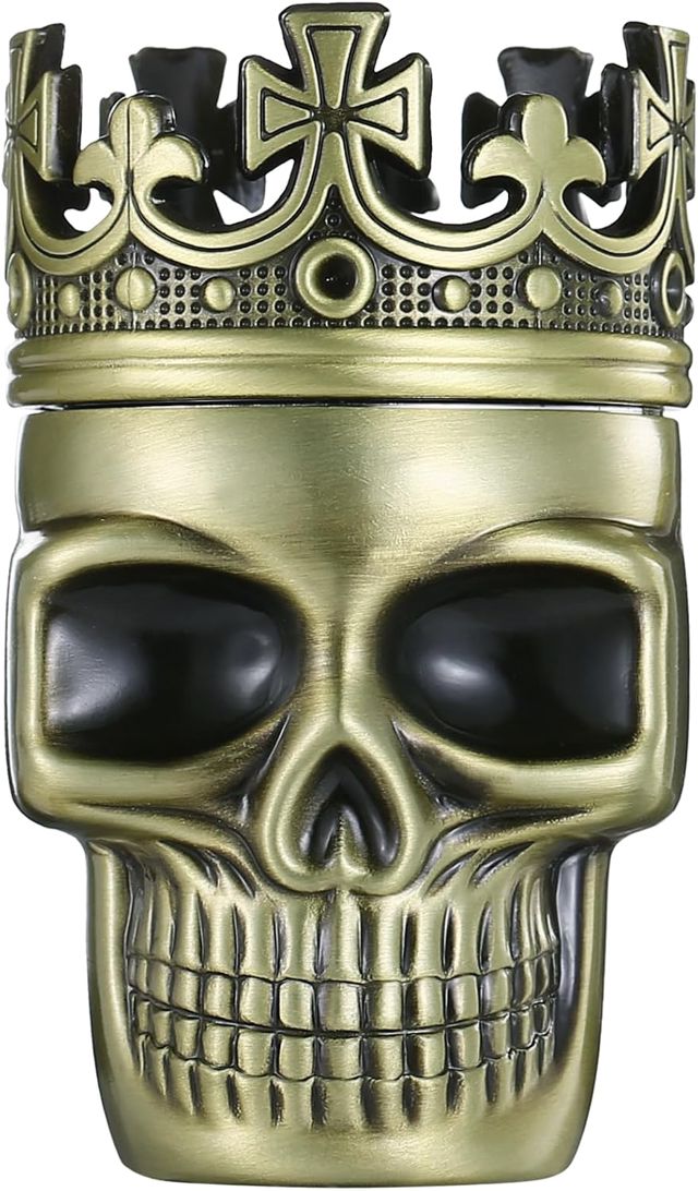 LIHAO Herb Grinder King Skull Ancien roi Crâne Broyeur à pollen pour épices, café, herbe, craeuter, épices (bronze)