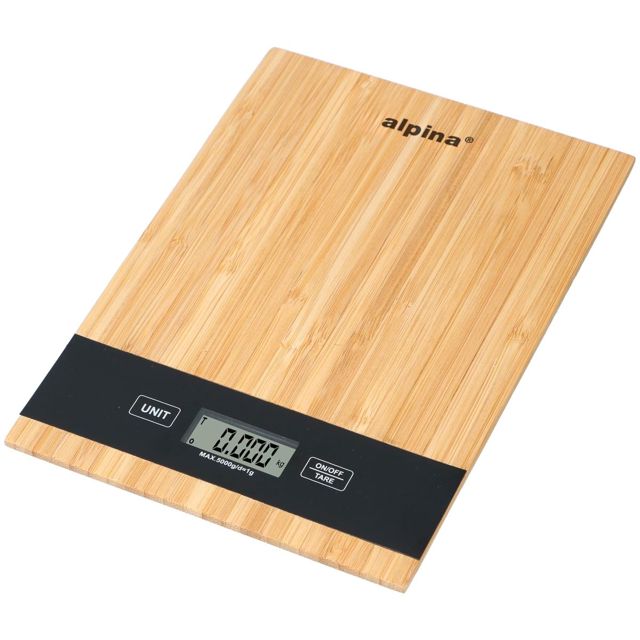 Alpina Balance de cuisine numérique 5 kg – Balance en acier inoxydable avec écran LCD – Fonction tare