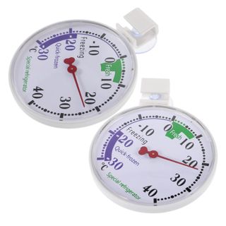 Zerodeko Thermomètre pour Réfrigérateur et Congélateur 2 Pièces Affichage Facile à Lire, Design Portable en Plastique Réutilisable Cuisine et Supermarché