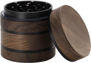 DCOU Premium Grinder Moulin à épices en bois collecteur de pollen avec couvercle magnétique et collecteur de pollen 4 pièces 2,5 pouces (Noir)