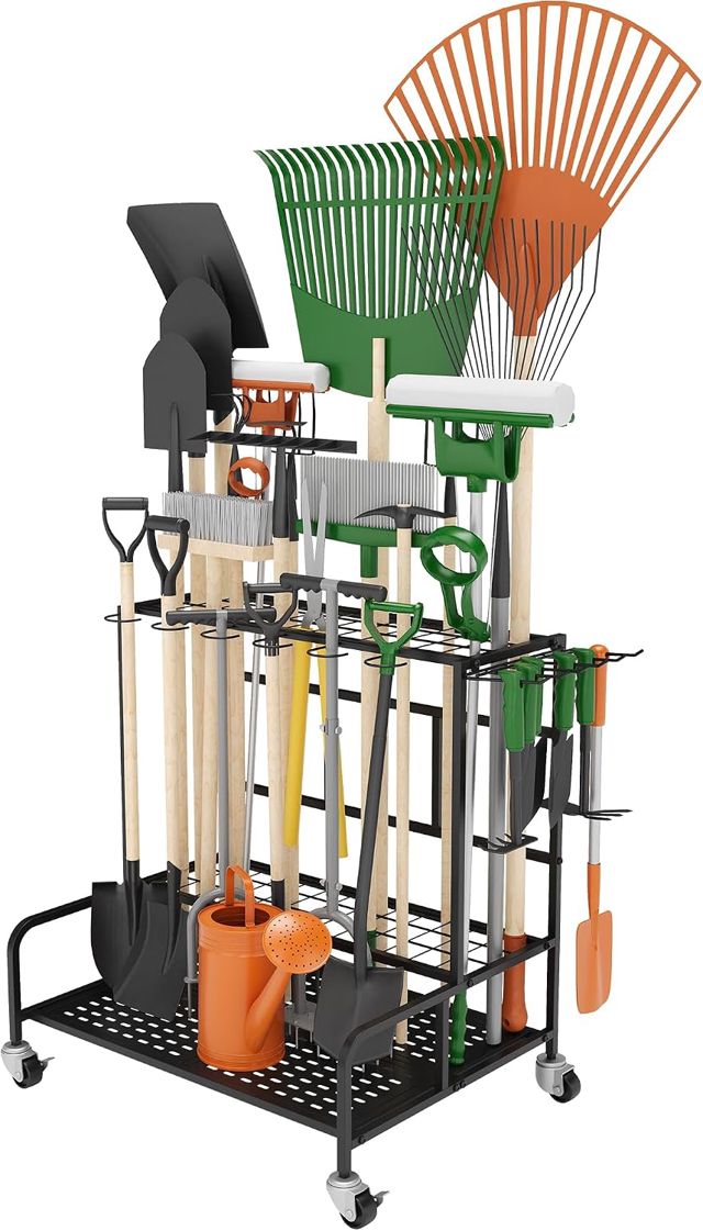 Rangement pour Outils de Jardin 3 Niveaux avec roulettes