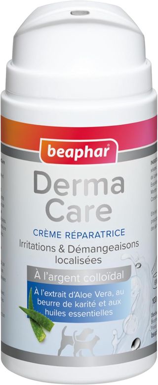 BEAPHAR - DERMACARE - Crème Réparatrice pour Chien et Chat - À l'argent Colloïdal, Aloe Vera, Beurre de Karité & Huiles Essentielles - Soulage Les Démangeaisons - Favorise la Cicatrisation - 100ml