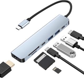 Hub USB C 7 en 1, adaptateur USB C vers HDMI 4K, 100 W PD, USB 3.0, SD/TF