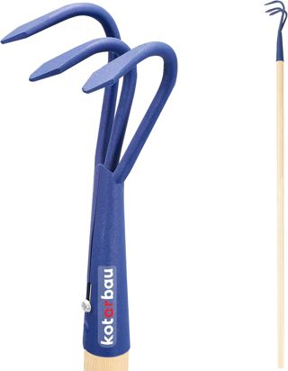 KOTARBAU® Cultivateur à Main avec 3 Dents Griffe de Jardin en Acier avec Manche en Bois 132 cm Pioche de Jardin Râteau à Fleurs Accessoire de Jardinage Outil de Jardinage Accessoires de Plantation