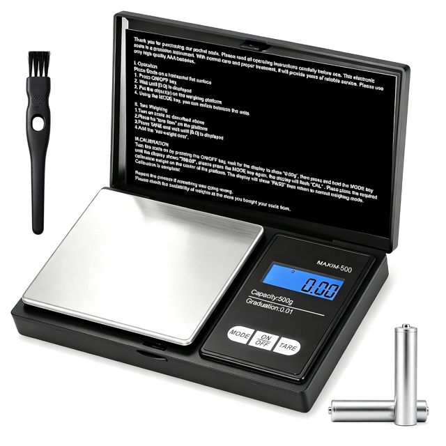 Balance numérique de précision 500 g/0,01 g - Balance de précision et balance de cuisine - Mini balance portable pour bijoux - Avec écran LCD - 0,01 g - Prend en charge les unités g/OZ/Ct/gn