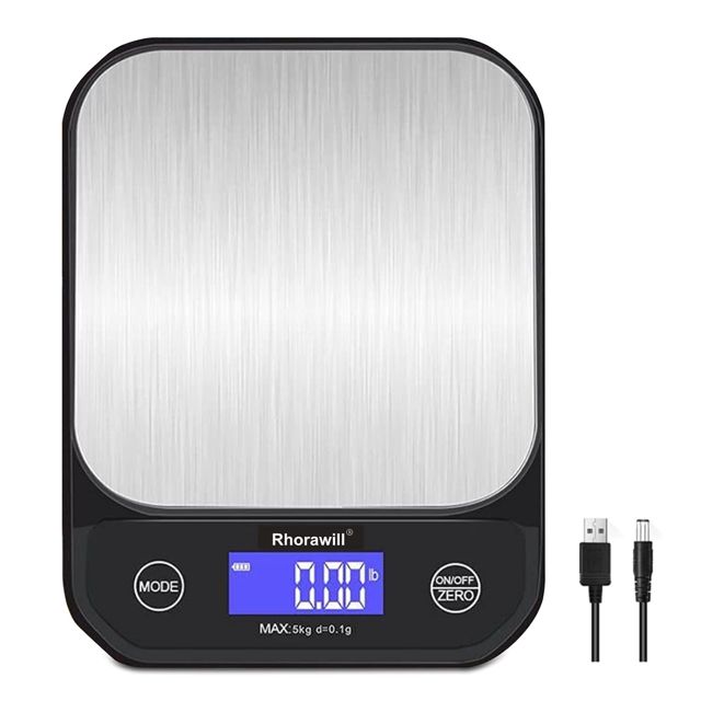 Rhorawill Balance de Cuisine Numérique,Haute Précision 5kg/0,1g,Charge USB