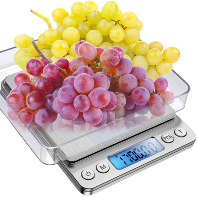 24210 Balance de cuisine max. 2 kg Fonction tare Haute précision 0,1 g Balance de précision avec écran LCD 2 bols en acier inoxydable