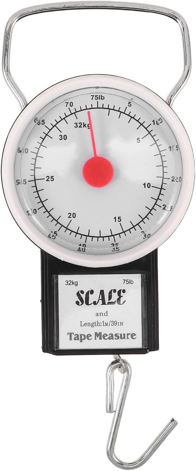 VICASKY Balance Suspendue Portable à Ressort 32 Kg Balance à Main Précise pour Pêche Cuisine Échelle de Pêche Compacte Cadran Lisible Pesée Aliments Bagages et Poissons en Extérieur