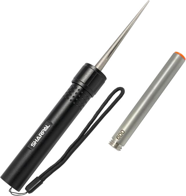 SHARPAL 178N Aiguiseur de lame 3 en 1 | Tige d'affûtage diamant 10,2 cm grain 600 | Aiguise tous les couteaux et outils avec bord droit, dentelage et crochets | Aiguiseur de couteaux de poche