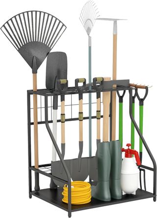 Outsunny Organisateur d'Outils de Jardin 16 Compartiments 2 Niveaux Noir