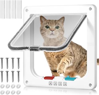 Chatiere pour Chat, Verrouillage à 4 Voies Chatière 20cm x 19cm, Chatiere pour Chat Isolante,Facile à Installer et à Utiliser, Porte pour Animaux de Compagnie pour Chats et Petits Chiens