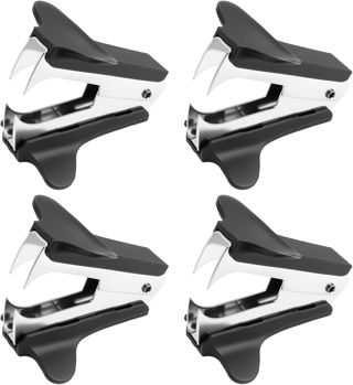 Lot de 4 Mini Dégafeurs en Acier Inoxydable - Ôte-Agrafes Portable pour Bureau, Noir - Retrait Facile des Agrafes sans Endommager les Documents