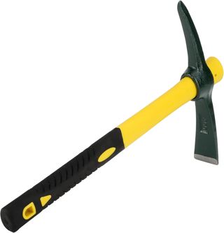 1 pioche pointue robuste de 38 cm avec tête forgée et pioche plate pour camping, prospection, jardinage