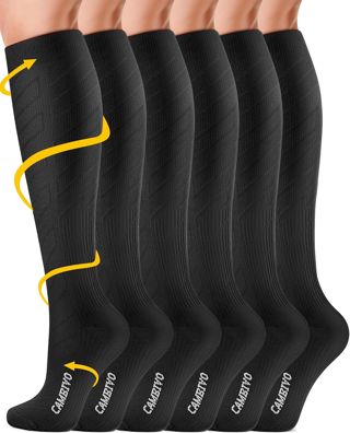 CAMBIVO Bas de Contention Femme Homme 3Paires, Chaussettes de Compression 20-30mmHg, Chaussette Contention Classe 2, pour Circulation Sanguine, Course a Pied, Voyage Avion, Sport, Running, Infirmiere