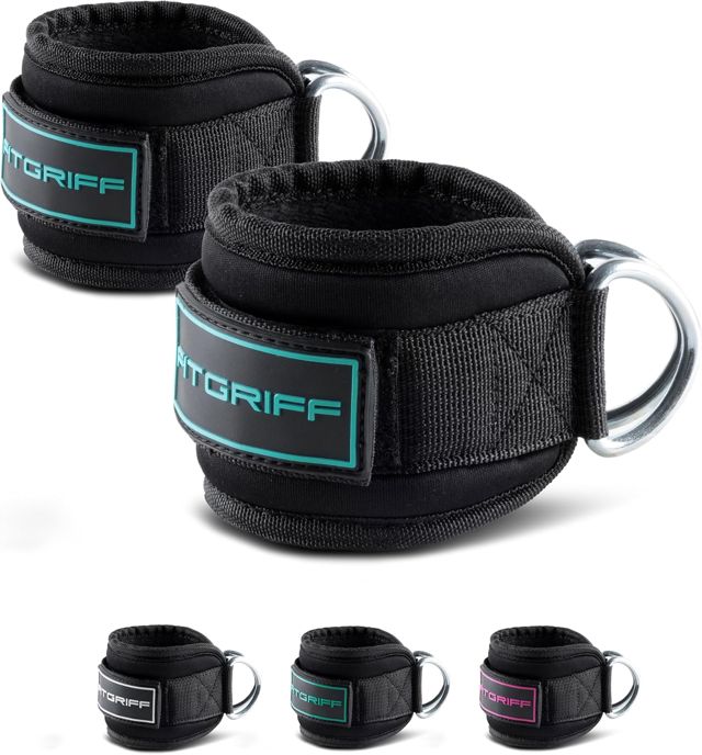 Fitgriff® Sangle Cheville Musculation Poulie V3 (Rembourré)- Ankle Straps pour Sport, Kickback, Entraînement des Fessiers - Accessoires de Fitness