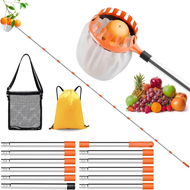 Cueilleuse à fruits 4,6 m avec manche télescopique et sac de 16 cm de