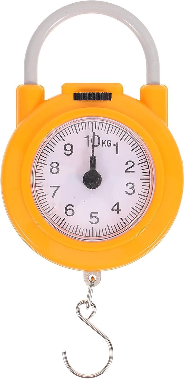 Angoily Balance Suspendue Échelle Mécanique Compacte Jaune en Plastique et Métal Portable Légère et Précise Crochet de Peson Cuisine et Pêche