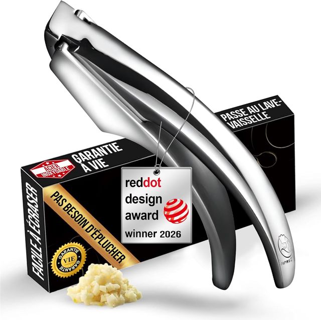 Gourmet Easy Presse-Ail en Acier Inox, Sans Éplucher, Échange à Vie