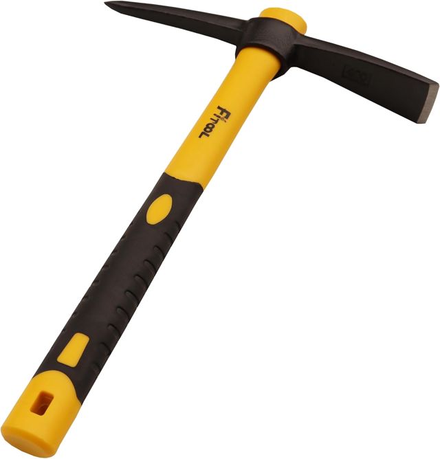 Forgé désherbage Mattock Hoe 15 Pouces, forgé par Marteau Complet, poignée en Fibre de Verre plastifiée, Mattock Pick 1.4lb
