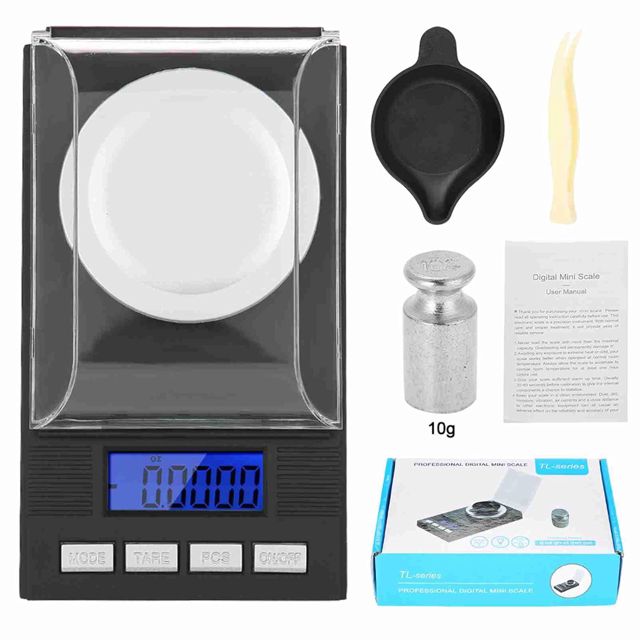 Mini balance numérique de bijoux haute précision 0,001 g avec écran LED pour bijoux, or, pierres précieuses, médicaments, herbes (10 g)