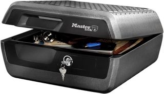 Master Lock Coffre fort anti feu et étanche a clef, triple protection - vol, incendie et inondation, 10L, 19.3 x 41.9 x 37.5 cm