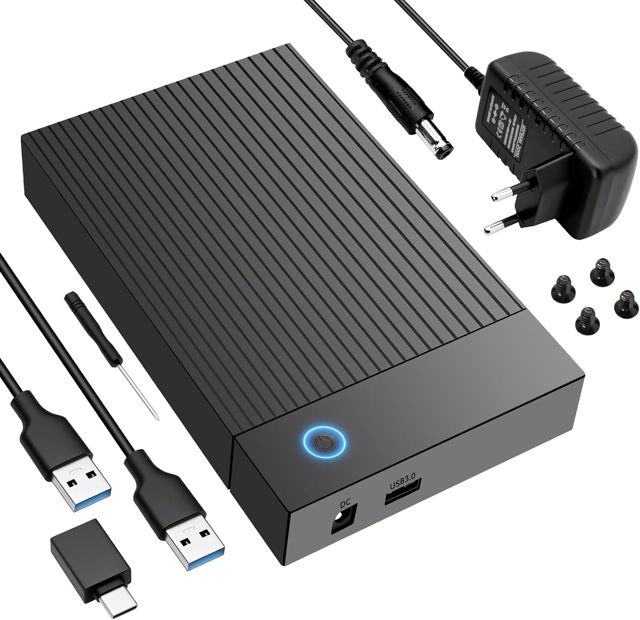 6Gbps Boitier Disque Dur 3.5, Adaptateur SATA USB pour SSD/HDD, Boitier SSD Externe 2.5"/3.5", Lecteur Disque Dur, Station d'accueil pour DisqueDur USB 3.0 SATA HDD, UASP